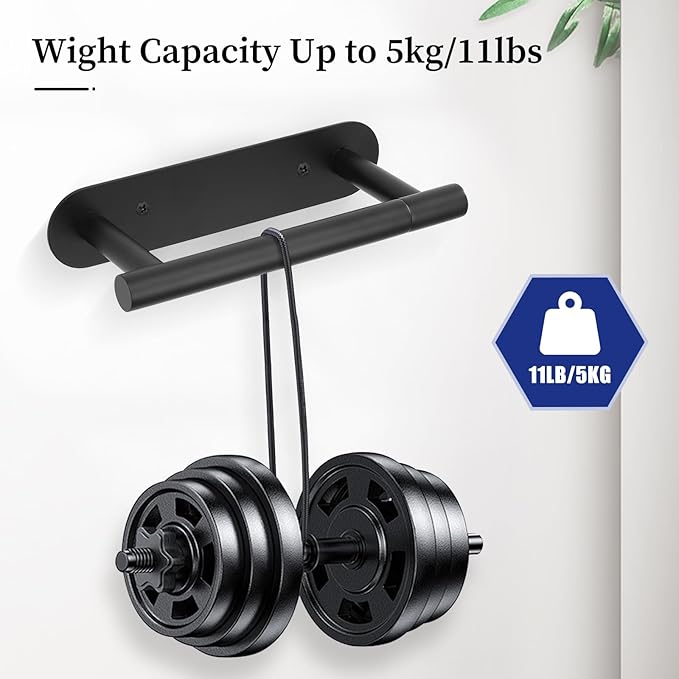 Matte Black Toilet Paper Holder, Upgraded SUS304 Stainless Steel Toilet Roll Holder, Modern Double Base Paper Towel Holder Wall Mount for Bathroom, Kitchen, Washroom