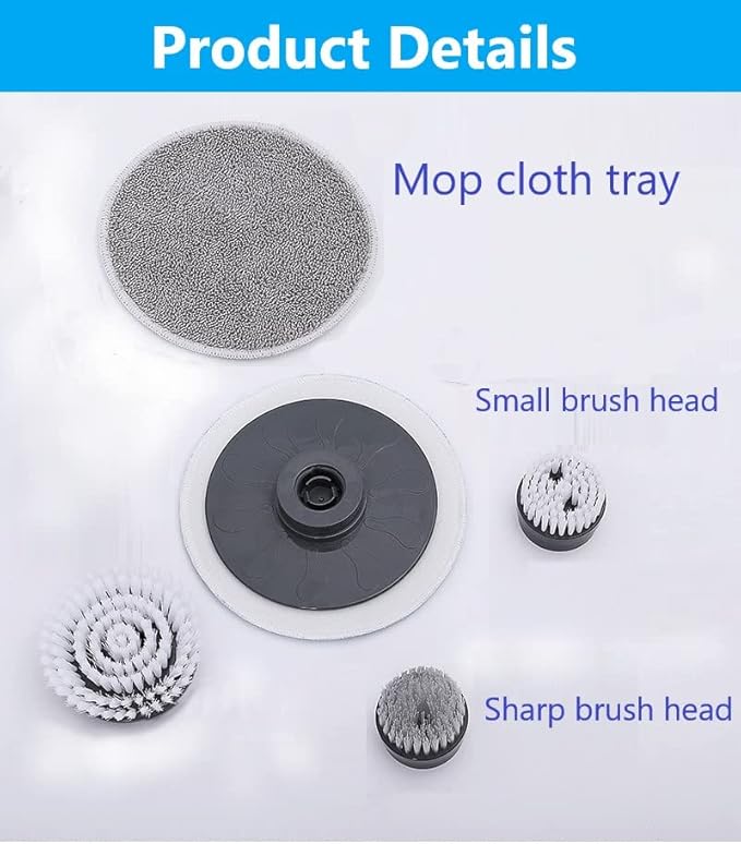 Electric Scrubber Brush for Cleaning Electric Cleaning Brush Scrubber Rechargeable Cordless Portable High Spin Scrubber Kit 4 Replaceable Cleaning Brush Heads for Cleaning Kitchen Pool Car (Heads)