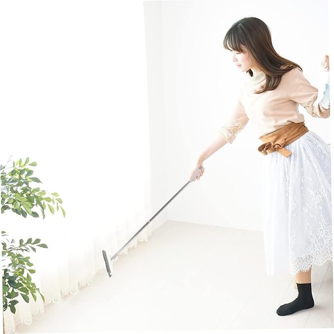 SECFOU Upgraded Dual-Sided Crevice Cleaning Brush for Shower Room and Bathroom Long Handle Scrubber for Grout Tiles and Corners and Practical Floor Brush for Easy Cleaning