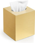 Tissue Box Cover, Square Modern Facial Acrylic Tissue Holder Napkin Dispenser Accessories for Bathroom Vanity Countertop,Bedroom Dresser,Night Stand,Desk,Office(Gold)