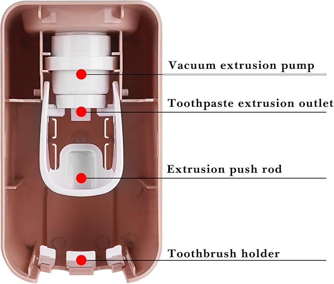 2 Slot Toothbrush Holder and Toothpaste Dispenser Wall Mounted, Automatic Toothpaste Squeezer, 2 in 1 Tooth Brush Toothpaste Organizer for Shower (Pink)