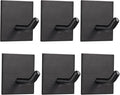 Heavy Duty Adhesive Hooks, Stick on Wall Adhesive Hangers, Strong Stainless Steel Holder, Self Adhesive Hooks for Kitchen Bathroom Home Door Towel Coat Key Robe 6 Packs Black