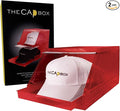 The CapBox 2.0 (2 Pack Red) Hat Organizer for Baseball Caps, Stackable Sliding Tray Hat Rack & Hat Holder Hat Hanger Cap Storage Container 2 Yr. Warranty Anti Tilting & Tray Stopper