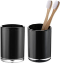 Premium Black Bathroom Tumbler, Toothbrush Cup, Reusable Bathroom Cup, Toothbrush Holder for Bathroom Vanity Countertops, 2 Pack