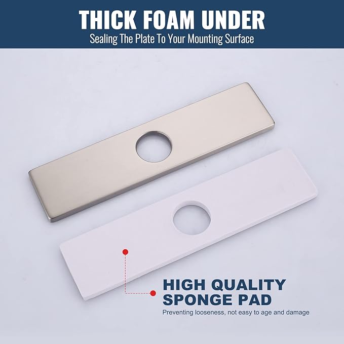 10" Sink Faucet Hole Cover Deck Plate for Bathroom & Kitchen Vanity Sink, Faucet Brushed Nickel Escutcheon Plate Stainless Steel Outside Faucet Cover Cap Rectangle Mixer Tap