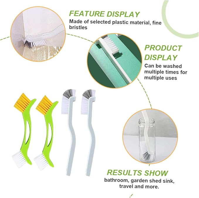 Beaupretty 4pcs Grout Cleaning Brush Double Corner Brush for Tile Lines Bottles Sinks and Hard Reach Areas Versatile Scrubbing Tools for Use