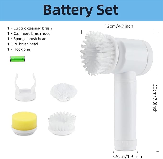 Electric Cordless Kitchen Cleaning Brush 360 Degree Rotating Brush Kitchen Handheld Bathtub Brush Scrubber Toilet Cleaning Tool (Size : 3Head Battery)