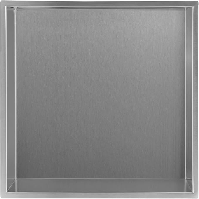 12.6"×12.6" Shower Niche Brushed Stainless Steel, Recessed Shower Caddy, Bathroom Shelf Insert Fits for 12.2" Square Wall Hole Installation (Nickel)