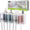 Toothbrush Holders for Bathrooms Wall Mounted Toothbrush Holder with 4 Large Storage Slot Tooth Brush Holder 4-Cup
