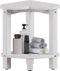 Corner Shower Stool for Inside Shower - Waterproof Corner Shower Bench, HDPE Plastic Bathroom Bench, Adjustable Height Corner Chair for Shaving Legs,Storage Shelf,Non-Slip Feet，White