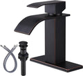 Oil Rubbed Bronze Bathroom Faucet: ARCORA Waterfall Spout Faucet for Bathroom Sink Single Handle Mixer Tap Lavatory Vanity Sink Faucet with Deck Plate and Pop Up Drain, 1 or 3 Hole