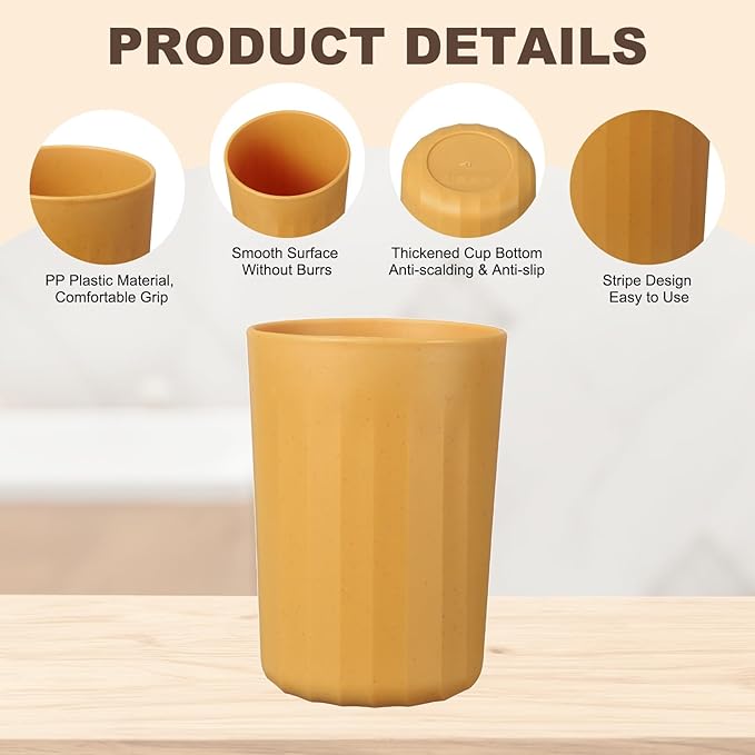 uxcell 2 Pcs Simple Toothbrush Cup, 2.8 x 2.8 x 3.9 Inch Bathroom Tumbler Reusable Plastic Cup Set for Storing Toothpaste Toothbrushes Combs Water Beverages, Yellow