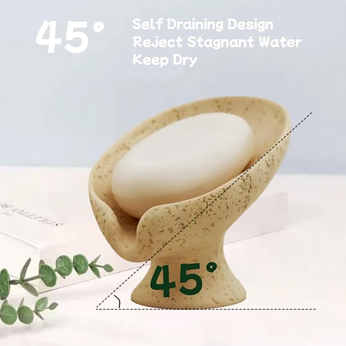 Bar Soap Holder, Soap Dish for Shower, Self Draining Soap Dish,Travertine Style Soap Holder, Used for Sinks, Bathrooms, Showers,Kitchens (Light Khaki Limestone)