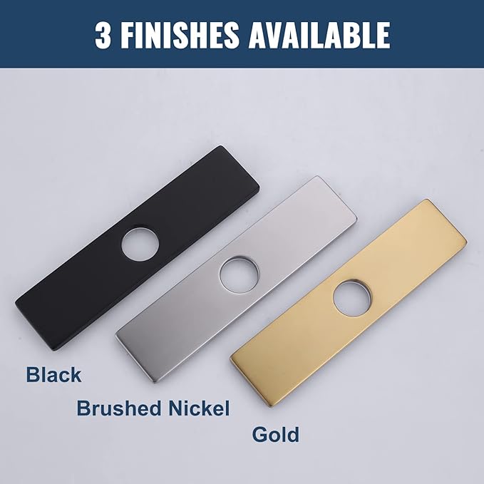 10" Sink Faucet Hole Cover Deck Plate for Bathroom & Kitchen Vanity Sink, Faucet Brushed Nickel Escutcheon Plate Stainless Steel Outside Faucet Cover Cap Rectangle Mixer Tap
