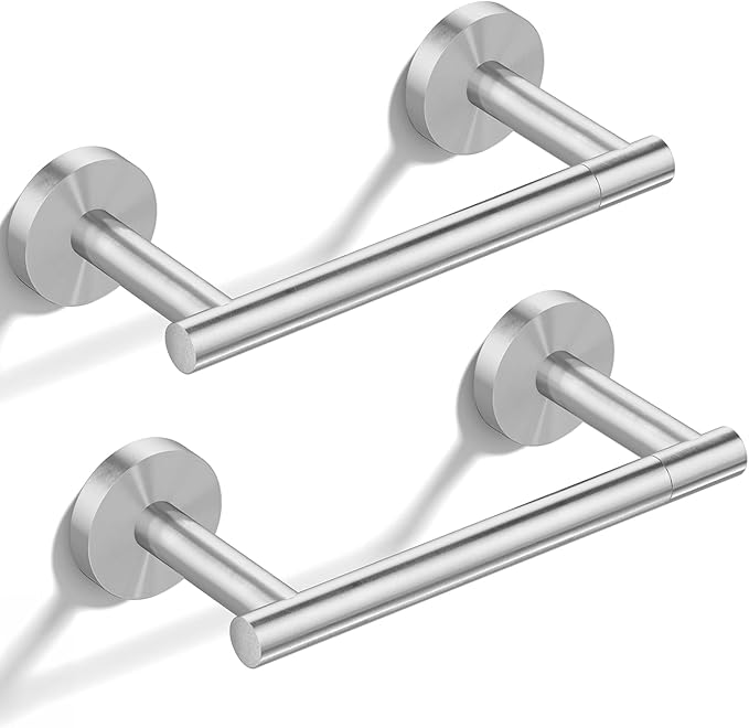 HITSLAM Brushed Nickel Toilet Paper Holder Wall Mount, Double Post Pivoting Toilet Paper Roll Holder, SS304 Stainless Steel Bathroom Toilet Tissue Holder, 2 Pack