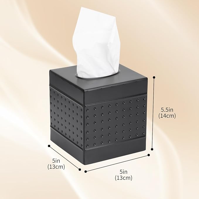 Industrial Style Tissue Box Cover, Tissue Holder, Square Box Covers,for bedrooms, Offices, bathrooms, Living Rooms etc.(Black)