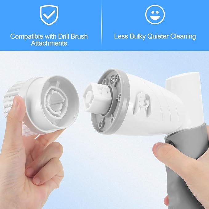 Electric Spin Scrubber, Shower Scrubber with Handle, Waterproof Portable Bathroom Cleaner Brush, Cordless Electric Cleaning Brush with 5 Replaceable Brush Heads for Floor Tile Tub Wall Window Kitchen