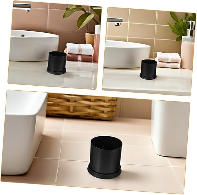 ERINGOGO 2pcs Toilet Brush Holder Black Round Plastic Design with Slip Base Bathroom Cleaning Accessories Easy to Maintain and Contemporary Look