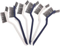 Sewroro 6pcs Shower Cleaning Brush and Floor Scrubber Set with Stiff Bristles, Small Crevice Scrubbers for Bathroom and Tile Grout Cleaning, Blue and White Hard Bristle Brushes