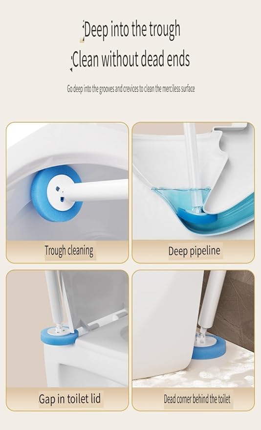 Electric Toilet Brush with Disposable Heads, Wall-Mounted Power Scrubber, 3-Speed Motor, 250 RPM Deep Clean Technology (Grayish-White)