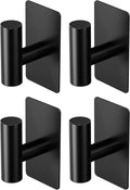 Towel Hooks for Bathrooms – 4 Pack, Matte Black Finish, T-Shaped Stainless Steel Adhesive Wall Hooks for Robes & Towels in Kitchen, Shower, or Closet