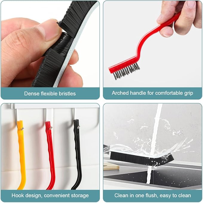 17pcs Crevice Cleaning Brush Set, Bristle Corner Cleaning Brush Set Household Use for Kitchen, Bathroom, Corner, Grout, Sink, Cup(Black)
