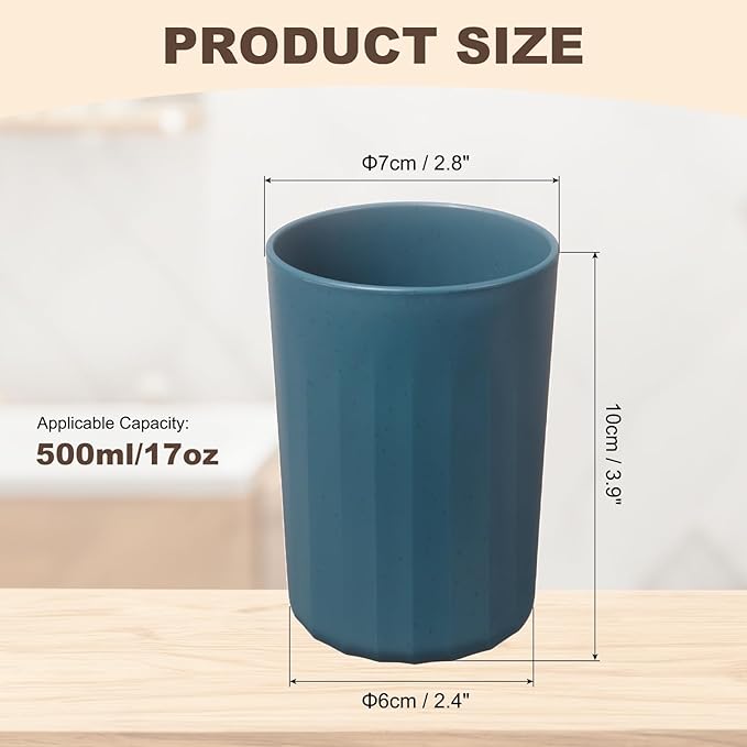uxcell 1 Pcs Simple Toothbrush Cup, 2.8 x 2.8 x 3.9 Inch Bathroom Tumbler Reusable Plastic Cup Set for Storing Toothpaste Toothbrushes Combs Water Beverages, Dark Blue