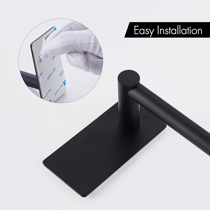 KES 12-Inch Towel Bar for Bathrooms, Adhesive Hand Towel Holder, Wall Mounted No Drill SUS 304 Stainless Steel Matte Black, A7000S30-BK