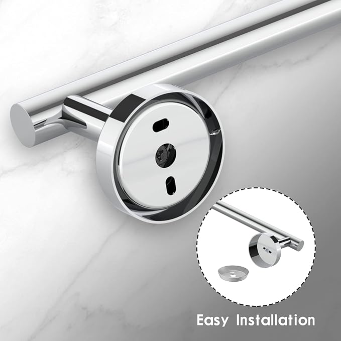 Newfun 24 Inch Polished Chrome Bathroom Towel Bar, 2 Pieces Towel Racks for Bathroom SUS304 Thicken Stainless Steel Towel Holder