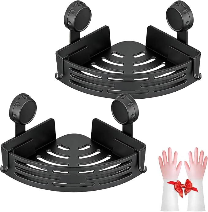 Suction Cup Corner Shower Shelf,No-Drill Bathroom Corner Shelf,Aluminum Wall Mounted Storage Rack Bathtub Shelf,For Bathroom Kitchen