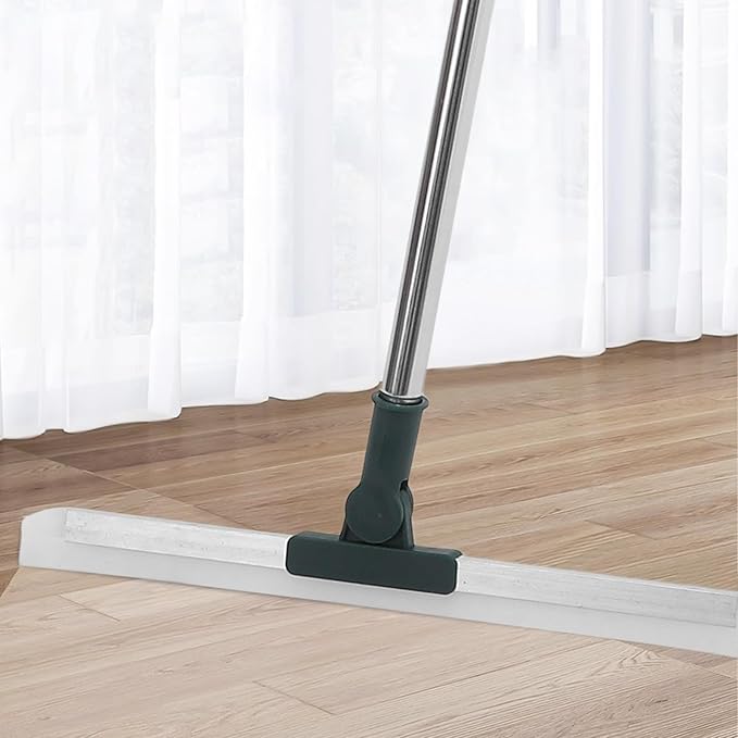 Healifty Silicone Squeegee with Long Handle 36cm, Floor and Tile Squeegee for Shower Glass, Rotating Head Water Scraper for Bathroom and Kitchen Cleaning