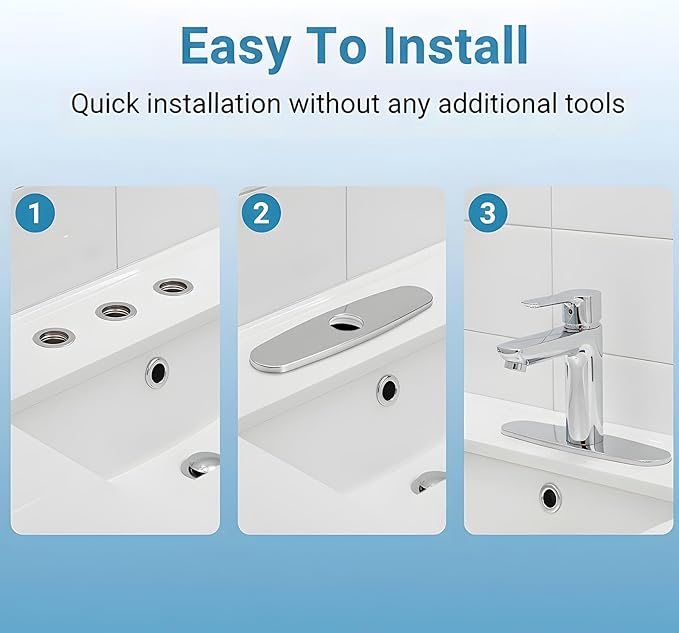 Kitchen Sink Hole Cover Sink Faucet Hole Cover Stainless Steel Deck Plate Escutcheon Plumbing Covers Plates 1 or 3 Holes Long Rectangle Covers Plates 9.5" Deck Plate Kitchen Faucet or Bathroom