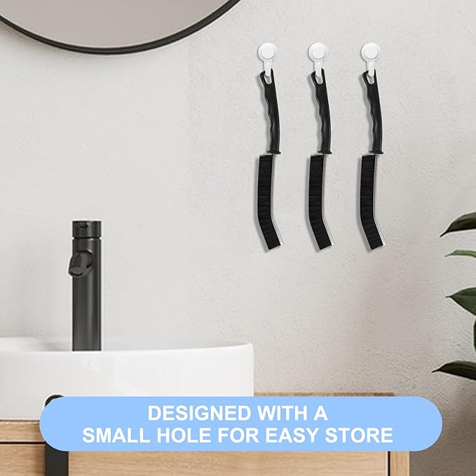 8 Pack Hard Bristle Crevice Cleaning Brush, Gap Cleaner, Toilet Brush, Grout Cleaner, Kitchen, Bathroom, Car Windshield, Black