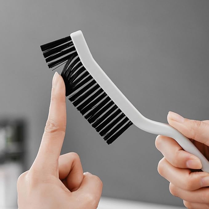 ARTIBETTER 2pcs Multifunctional Long Handle Cleaning Brushes for Bathroom Kitchen Grooves and Window Tracks, Stiff Bristle Crevice Scrub Brushes for Tile Grout and Corner Cleaning