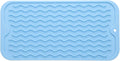 Silicone Dish Drying Mat for Multiple Usage,Easy clean,Eco-friendly,Heat-resistant Silicone Mat for Kitchen Counter or Sink,Refrigerator or Drawer Liner Light Blue S 12 inches x 6 inches