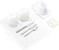 Silicone Dish Drying Mat for Kitchen Counter, Dish Drying Pad, Non-Slip Drain Pad with Built-in Drain, Heat Resistant Stone Drying Mat, Ivory-1Set