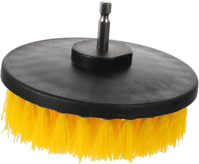 Mipcase Electric Drill Brush Attachment Set 5-Inch Yellow Round Brush Heads for Kitchen and Floor Cleaning for Household Scrubbing and Tile Grout Cleaning