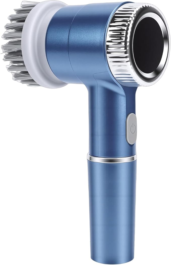 Electric Cleaning Brush with 5 Replaceable Brush Heads 3 Speed Settings IPX7 Rechargeable Rotating Scrubber for Kitchen Bathroom Tiles Glass Shower