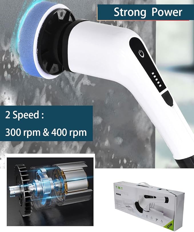 Electric Spin Scrubber for Cleaning Bathroom: Cordless Power Shower Scrubber Cleaner Brush for Tub and Tile Bathtub Toilet Floor Window Scrub Tool Household Supplier