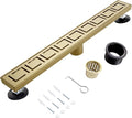 32 Inch Linear Shower Drain, Brushed Gold Shower Drain, Removable Grate, 304 Stainless Steel, Easy to Install and Clean for Bathrooms (Drain Base Not Included), LSD-30A-32G