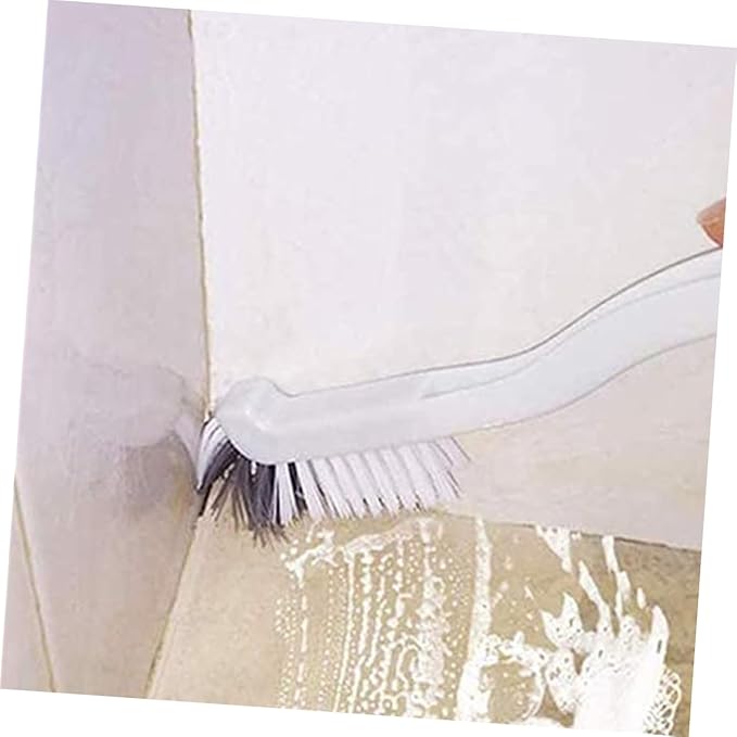 OUNONA 4pcs Double Head Grout Cleaner Brush for Bathroom Deep Cleaning Plastic Bristle Scrub Brushes with Extended Handle for Kitchen Sink Tile Lines Bottles and Hard to Reach Crevices