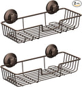 SANNO Suction Cup Shower Caddy Bathroom Caddies Storage Combo Organizer, No Damage Suction Cup,Rustproof Wire Basket for Kitchen & Bathroom, Bronze,pack of 2