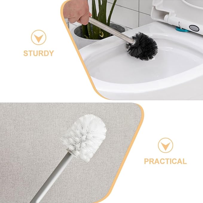 NUOBESTY 6pcs Toilet Brush Replacement Heads Plastic Brush Heads for Bathroom Cleaning for Home and Commercial Use White and Black Set