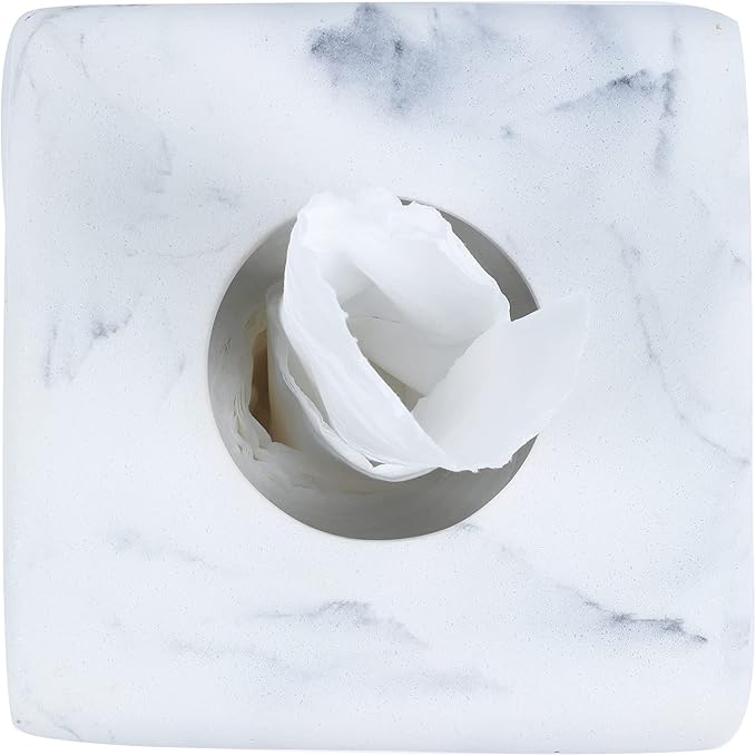 Hymmah Modern Square Tissue Box Cover Holder,Bathroom Accessories Decor Unique Design Tissue Box Cover for Bathroom Vanity Counter Tops Also Great for Bedrooms and Living Rooms