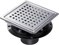 SaniteModar Shower Drain, 6 inch Shower Floor Square Drain with Flange, Removeable Grid Panel SUS 304 Stainless Steel Square Shower Drain, Silver
