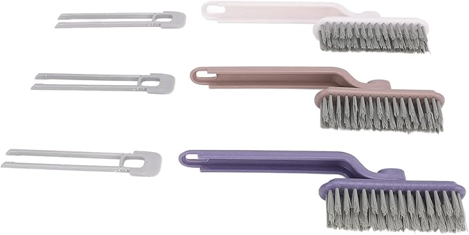 Grout Brush, 3pcs Deep Cleaning Cleaning Brush V Shaped with Clips for Shower Bathroom Kitchen Household