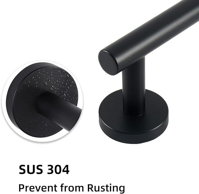 Bathroom Towel Bar, 16 Inch Towel Racks for Bathroom Wall Mounted, Heavy Duty Bathroom Towel Holder Organizer, Stainless Steel Home Towel Rod, Matte Black