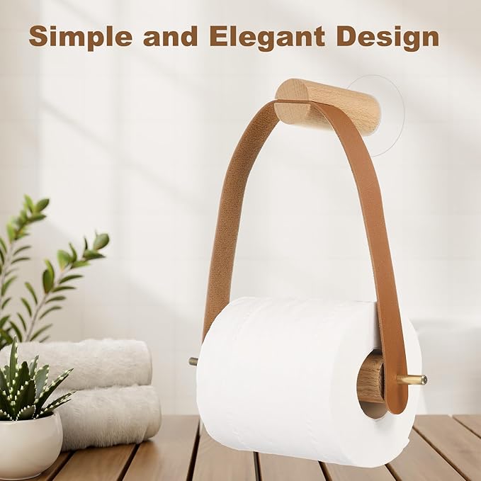 uxcell Toilet Paper Holder Wall Mounted Toilet Tissue Holder with Self-Adhesive Seamless Screw for Bathroom Washroom,Brown