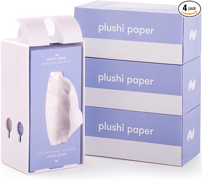 Toilet Paper Holder With 4-Ply Soft Toilet Paper - Portable Tissue Holder Installs Easily & Keeps Soft Toilet Paper Organized & Accessible - Toilet Holders Designed for Travel Trailers Campers Marine