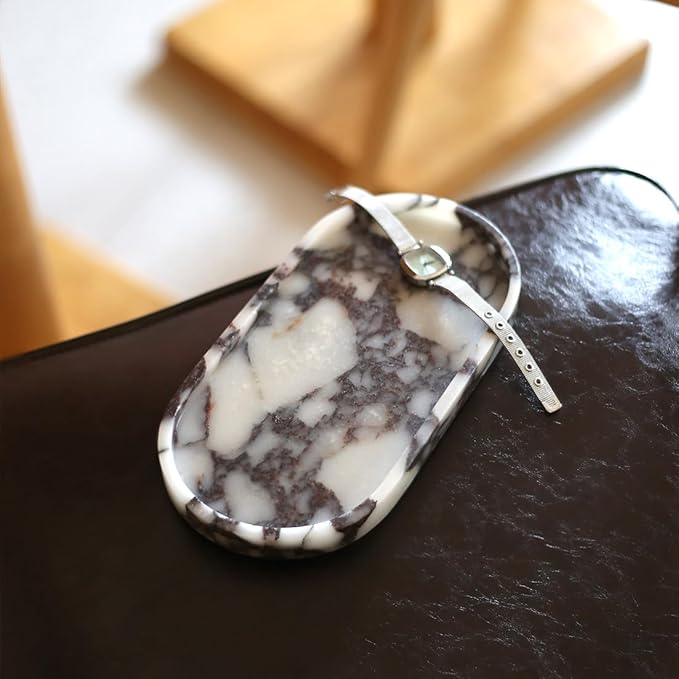 100% Natural Luxury Calaccata Viola Marble Small Hand Towel Tray Holder Organizer, Makeup Bathroom Holder